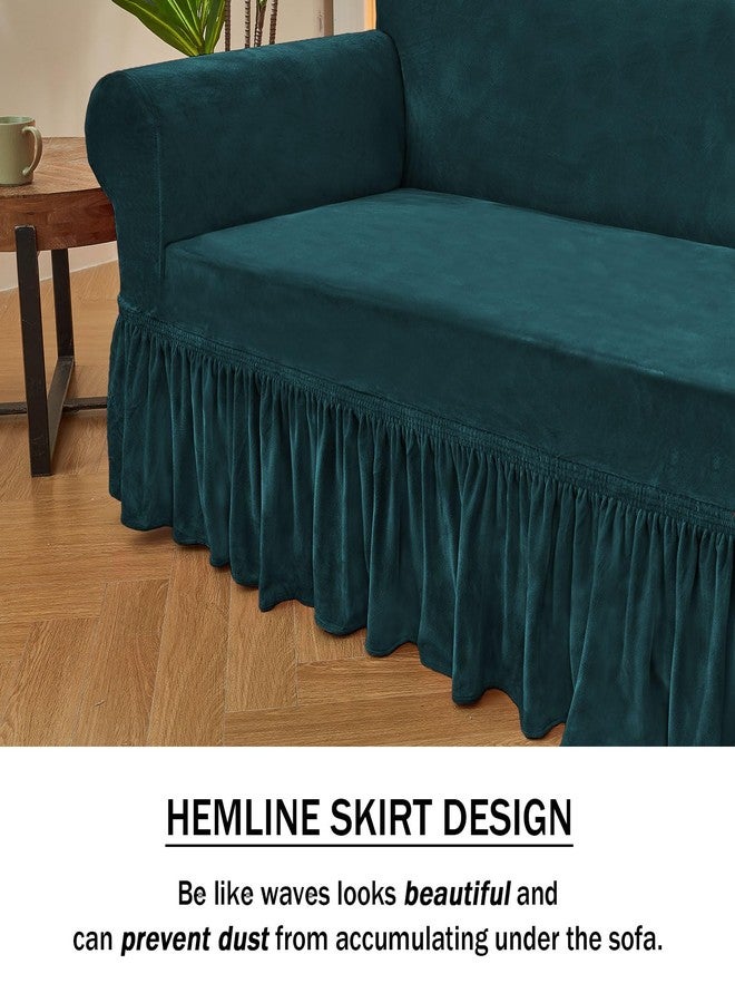 NICEEC Sofa Cover Super Soft 1-Piece Dark Teal Sofa Slipcover for Sofas Stretch Universal Spandex Couch Covers for Living Room Easy Fit Washable Furniture Sofa Protector with Skirt - Image 3