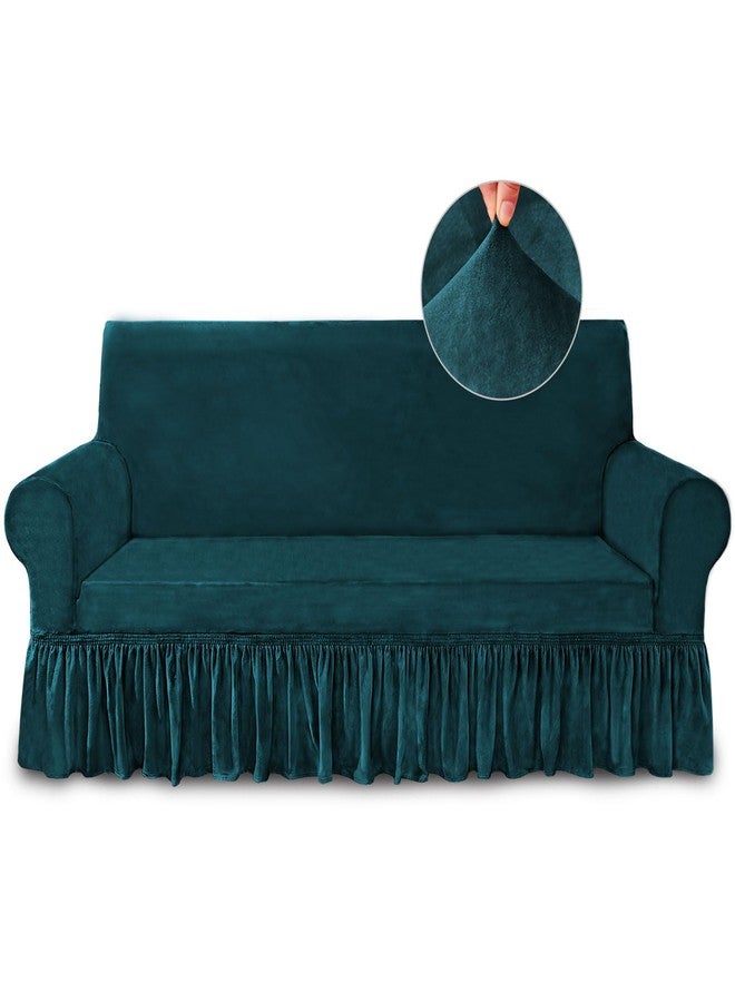 NICEEC Sofa Cover Super Soft 1-Piece Dark Teal Sofa Slipcover for Sofas Stretch Universal Spandex Couch Covers for Living Room Easy Fit Washable Furniture Sofa Protector with Skirt - Image 1