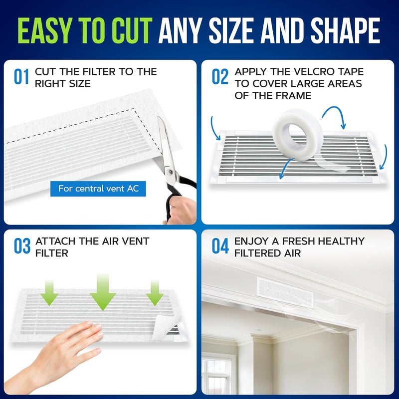Neobloom AC Filter Electrostatic Air Filter Sheet for Healthy Anti Allergy Anti Dust Airflow for Split AC & Central Air Conditioner Vent Air Filter for Clean Air Replacement 60X300CM + Adhesive Tape - Image 5