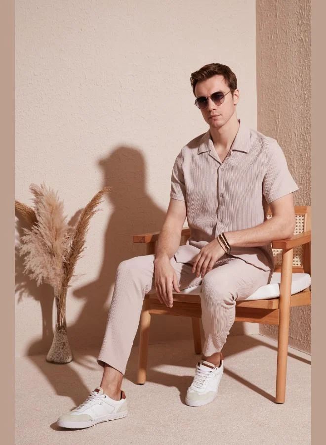 بوراتي قميص رجالي بياقة أبو باشي بأكمام قصيرة وقصة عادية