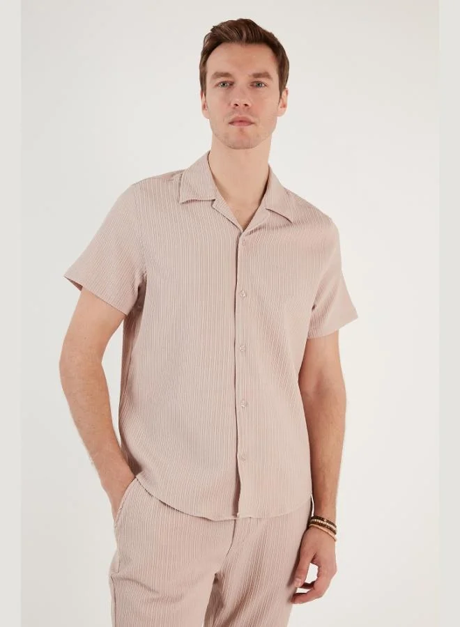 بوراتي قميص رجالي بياقة أبو باشي بأكمام قصيرة وقصة عادية