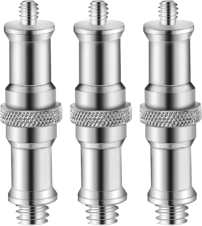 Wellmaking 3 Pieces Standard 1/4 to 3/8 inch Metal Male Convertor Threaded Screw Adapter Spigot Stud for Studio Light Stand, Hotshoe/Coldshoe Adapter, Ball Head, Wireless Flash Receiver, Trigger - Image 1