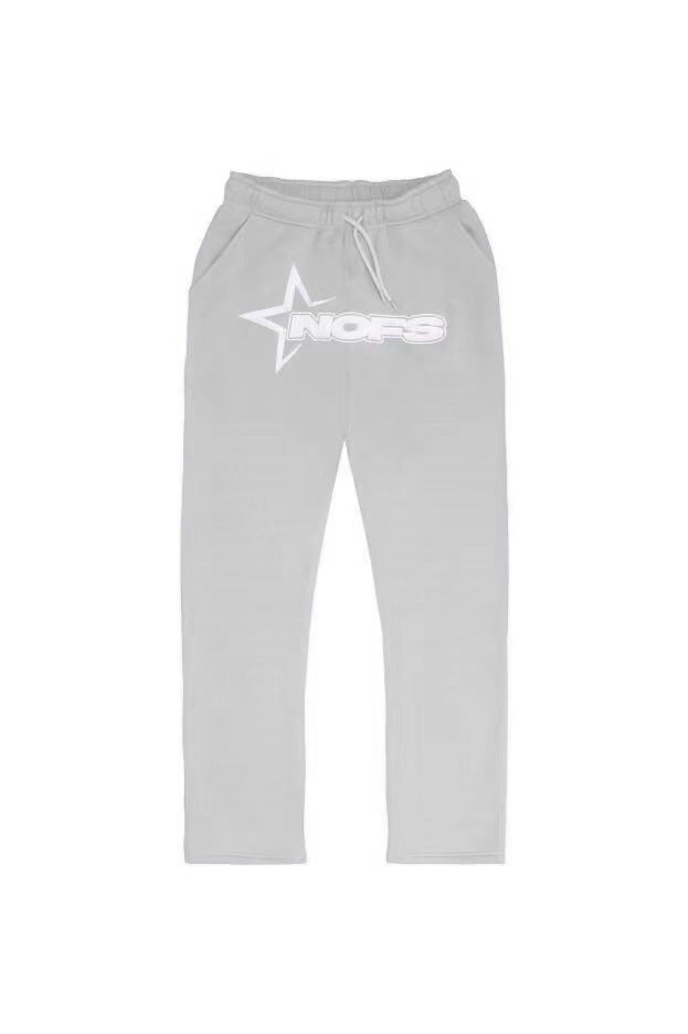 2023 fashion fashion brand letter print loose sweater trousers hip hop streetwear men and women pullover casual suit Gray pants