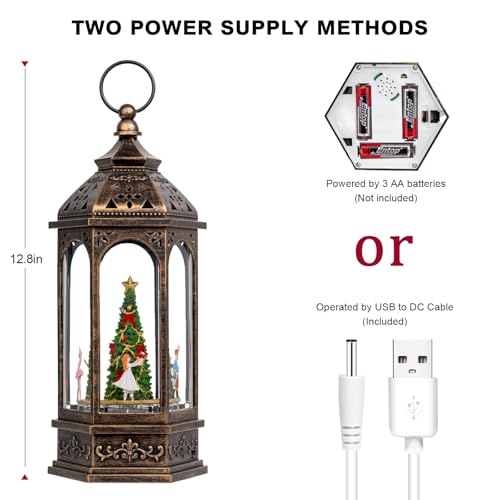 VISFLAIR 128 Rotating Nutcracker Suite Scene Musical Lighted Christmas Tree Snow Globe Water Lantern with Swirling Glitter Decoration - Image 3