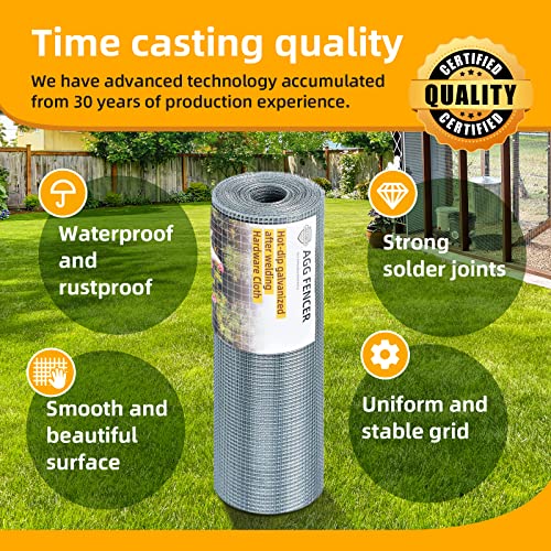 AggFencer 8inch x 25ft Hardware Cloth 1/4 inch Chicken Wire Fencing 23Ga, Hot Dipped Galvanized After Welding Garden Plant Supports Welded Metal Chicken Wire Fence, Poultry Animal Netting Cage Screen - Image 3