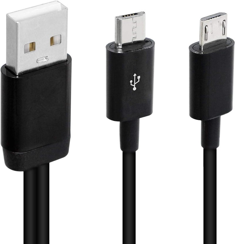 CERRXIAN 8 Inch USB 20 Type A Male to Dual Micro USB Male Splitter Y Data Supply Power Connector Adapter Cable Black - Image 1