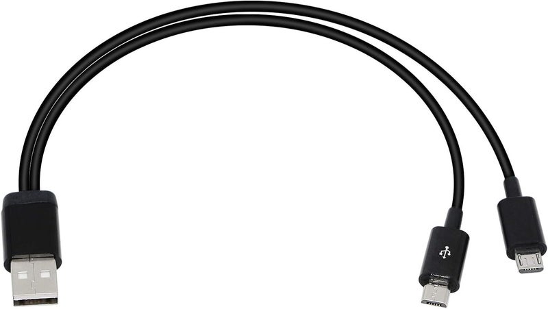 CERRXIAN 8 Inch USB 20 Type A Male to Dual Micro USB Male Splitter Y Data Supply Power Connector Adapter Cable Black - Image 2