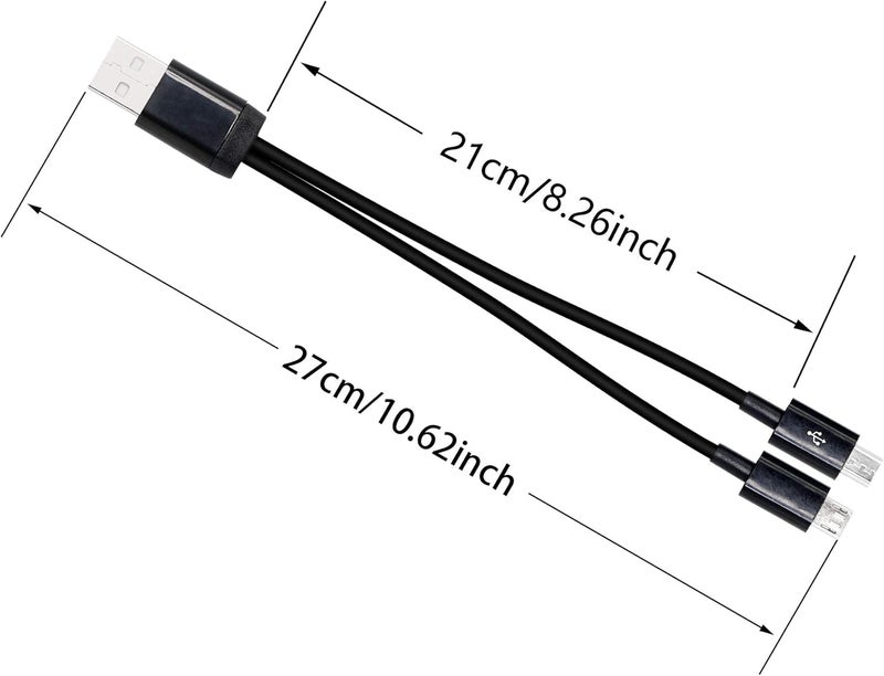CERRXIAN 8 Inch USB 20 Type A Male to Dual Micro USB Male Splitter Y Data Supply Power Connector Adapter Cable Black - Image 5
