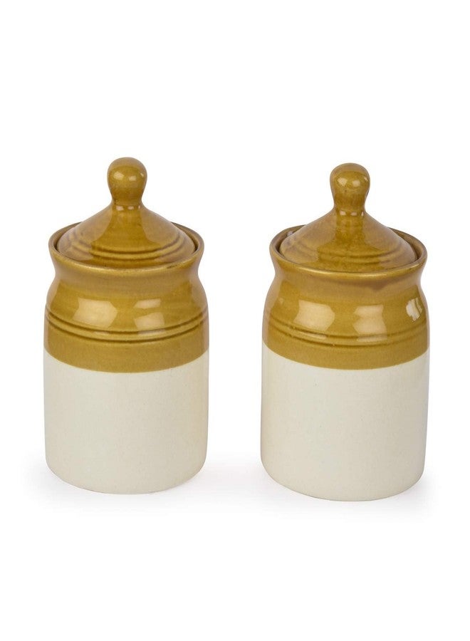 SHRIYAM CRAFT Ceramic Pickle Jar Container Jar (JAR 300ML PACK OF 2) - Image 5