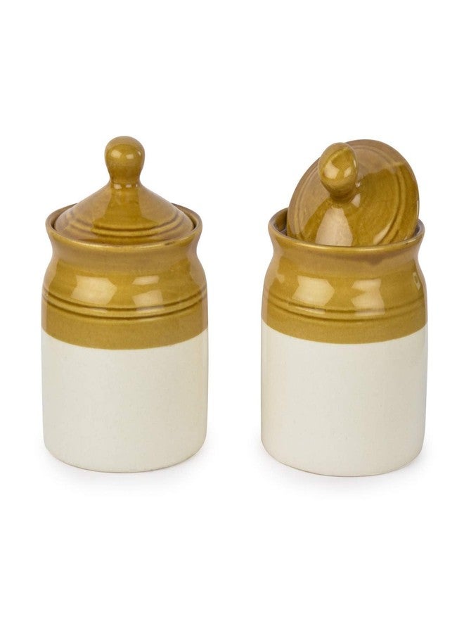 SHRIYAM CRAFT Ceramic Pickle Jar Container Jar (JAR 300ML PACK OF 2) - Image 1