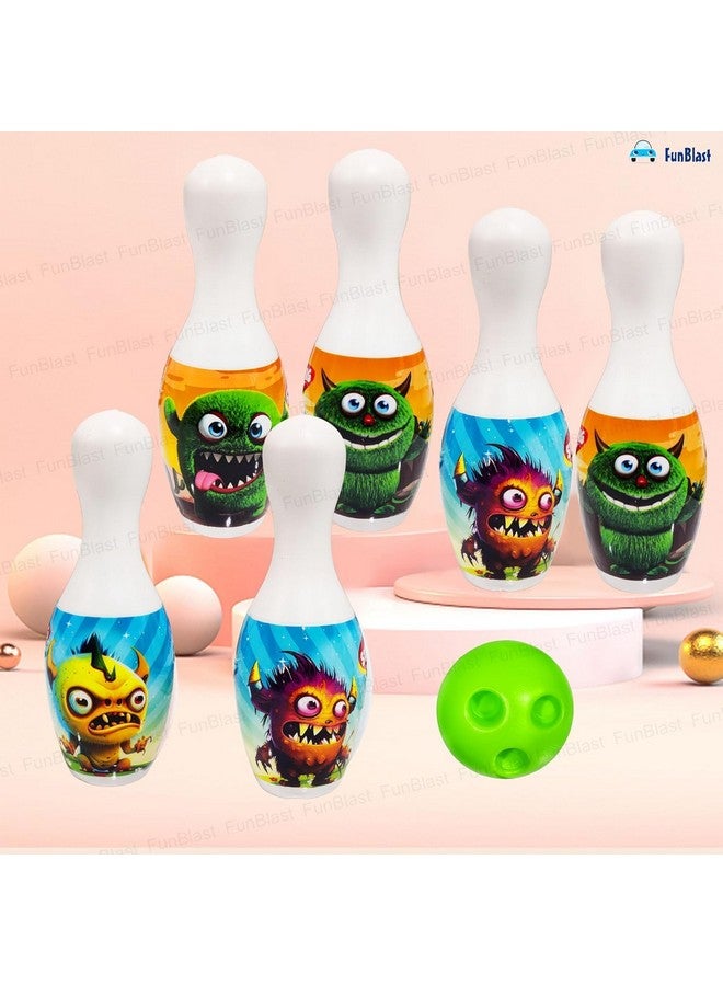 FunBlast Kids Bowling Play Set Toys - Fun with Cartoon Bowling Play Toy Set with 6 Bottles and 1 Balls Game for Kids, Indoor & Outdoor Sports Games for Kids/Boys (Random Color and Print) - Image 5