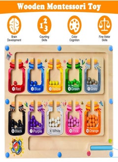 Generic Magnetic Color and Number Maze for 3-5 Year Old Boys and Girls - Wooden Toddler Puzzle Board for Learning, Counting, and Fine Motor Skills Development  - Image 4