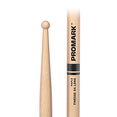 ProMark Drum Sticks - Finesse 5A Drumsticks - Drum Sticks Set - Lightweight, Ideal for Jazz - Small Round Wood Tip - Long Maple Drum Sticks - Consistent Weight and Pitch - 1 Pair - Image 2