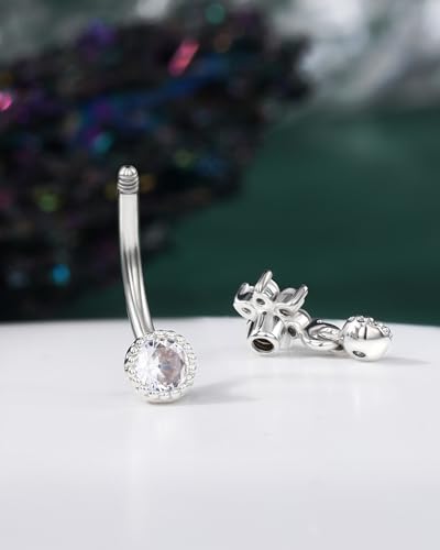 Cocharm Cute Dangling Flower Rook Earrings for Women - 16g CZ Dangle Barbell Stainless Steel 8mm Dainty Dangly Jewelry - Image 5