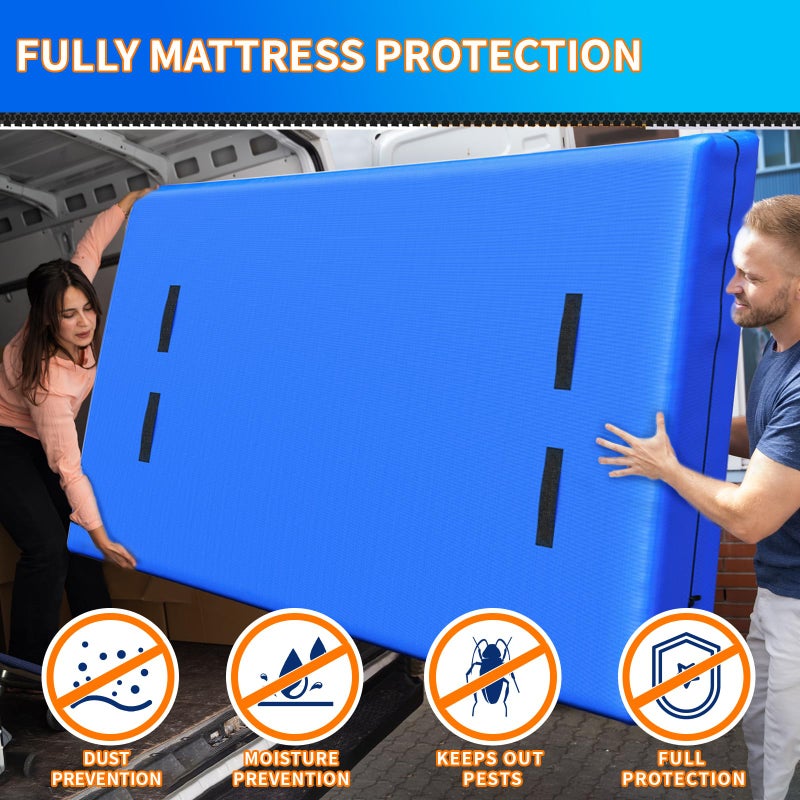 Acnusik Queen Mattress Bags for Moving and Storage, Reusable Heavy Duty Tarp Waterproof Queen Size Bed Mattress Cover, Zippered Mattress Protector with 8 Strong Handles, 82â€™â€™ Lx 63â€™â€™ W x 15â€™â€™ D - Image 2