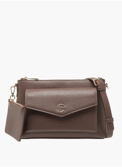Le Confort Women Textured Crossbody Bag with Detachable Strap and Pouch  - Image 1