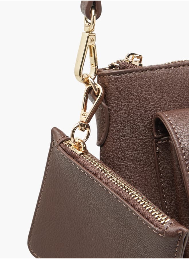 Le Confort Women Textured Crossbody Bag with Detachable Strap and Pouch  - Image 5