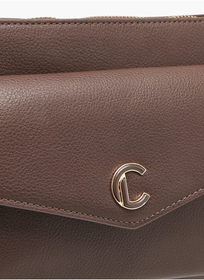 Le Confort Women Textured Crossbody Bag with Detachable Strap and Pouch  - Image 4