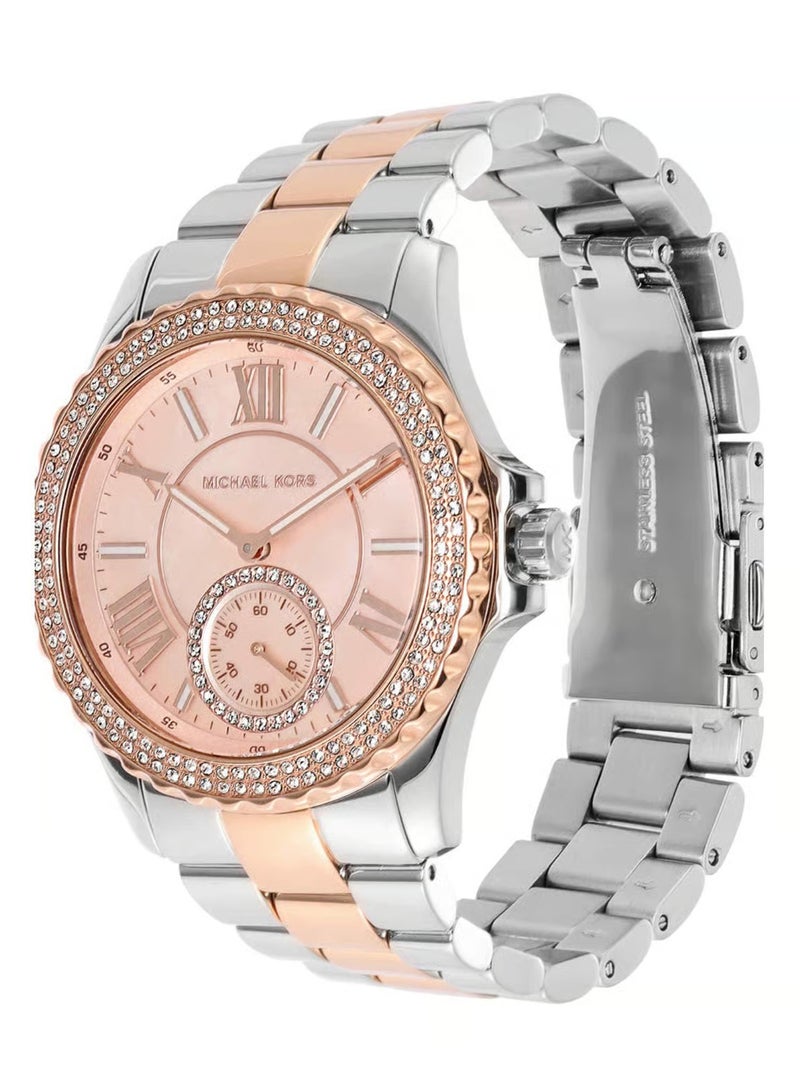 ام كي ساعة نسائية من الفضة والذهب الوردي، ميناء من الذهب الوردي | MK7402 - Image 3