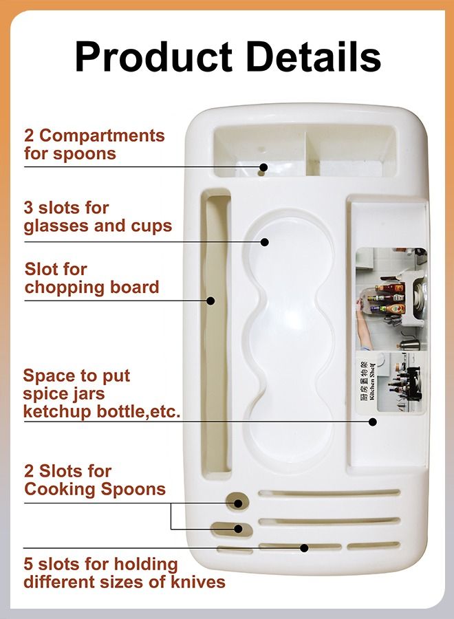 دي بلو خزانة مطبخ بلاستيكية متعددة الوظائف الكل في واحد ، خزانة مطبخ ، توابل ، أدوات مائدة ، أرفف ، برطمانات توابل ، أرفف ، أكواب ، لوح تقطيع زجاجي ، منظم تخزين ، صندوق أرفف - Image 2