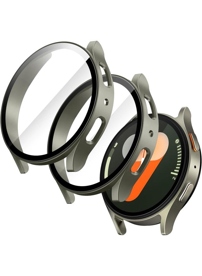 جي تيك حافظة مع واقي شاشة لساعة سامسونج جالكسي 7 40 مم، غطاء حماية شامل مدمج من الزجاج المقوى عالي الحساسية، قطعتان باللون الأخضر - Image 1