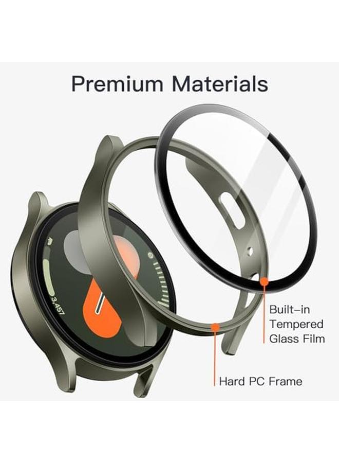 جي تيك حافظة مع واقي شاشة لساعة سامسونج جالكسي 7 40 مم، غطاء حماية شامل مدمج من الزجاج المقوى عالي الحساسية، قطعتان باللون الأخضر - Image 3