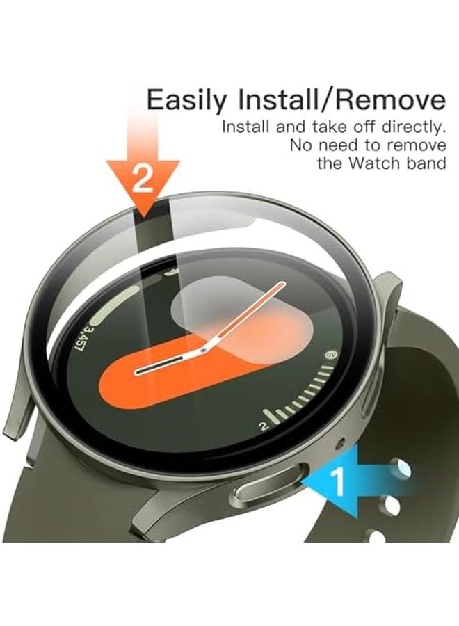 جي تيك حافظة مع واقي شاشة لساعة سامسونج جالكسي 7 40 مم، غطاء حماية شامل مدمج من الزجاج المقوى عالي الحساسية، قطعتان باللون الأخضر - Image 4