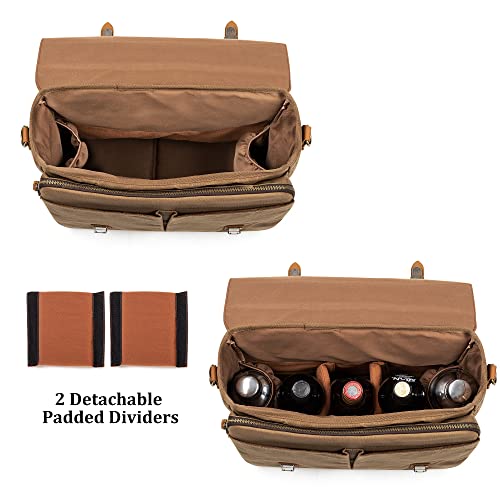 Lodrid Vintage Bartender Kit Bag with Flexible Compartments for Wine Leather Waxed Canvas Bartender Tote with Removable Dividers Bar Bag with Handle and Shoulder Strap Case Only Patent Design - Image 3