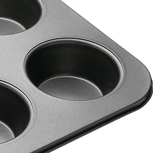 MasterClass 6 Hole Muffin Tray for thinKitchen PFOA Non Stick Robust 1mm Carbon Steel 27 x 18cm Cupcake Tin Grey - Image 2