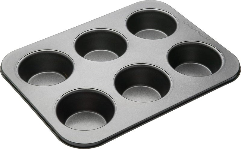 MasterClass 6 Hole Muffin Tray for thinKitchen PFOA Non Stick Robust 1mm Carbon Steel 27 x 18cm Cupcake Tin Grey - Image 1