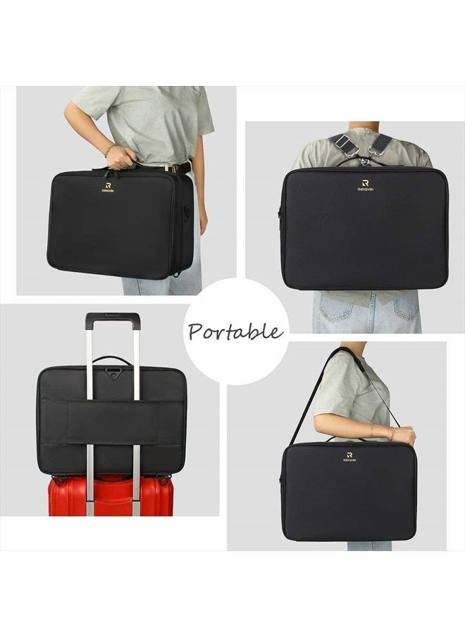 Relavel Extra-large Makeup Case, a Must for Double-layer Travel, a Storage Case for Professional Makeup Artists to Put Cosmetics, with Adjustable Partitions and Support  - Image 2