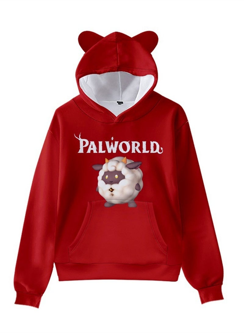 Palworld Phantom Beast Pallu 3D Digital Printing Cat Ears Hooded Sweatshirt - Image 1