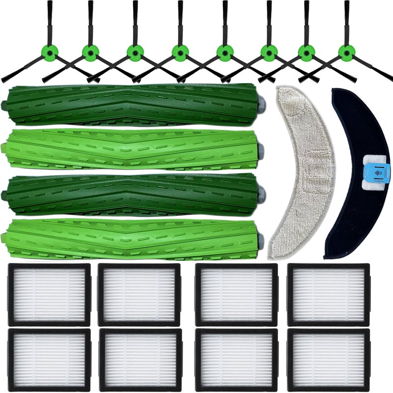 JoyBros Replacement Parts Accessories Specific for iRobot Roomba Combo 10 Max J9 J7+/Plus Vacuum Cleaners :Microfiber Moping Pad X2 Side Brush X8 Filter X8 Roller Brush X8 - Image 1