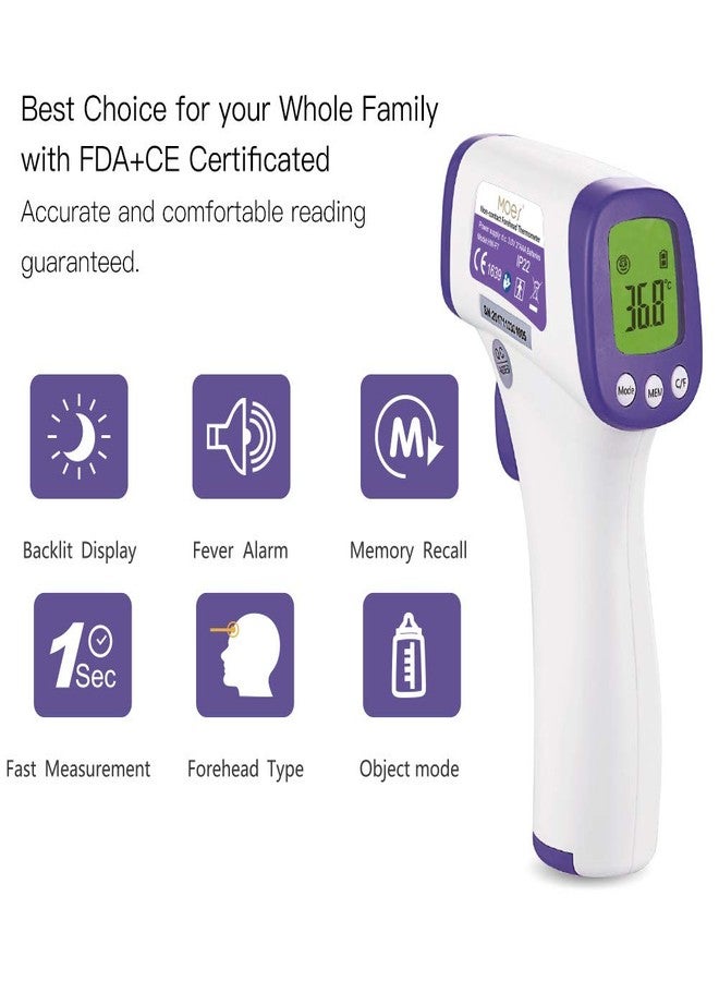 MOES Forehead Thermometer,Non-Contact Infrared Forehead °F/°C Digital Thermometer Fever Alarm and Memory Function for Anyone with Accurate LCD Display （Battery not Include） - Image 3