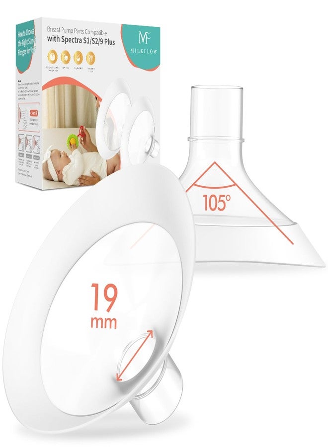 MilkFlow Breast Flanges 19mm 2-Pack for Medela Pump in Style, Symphony, Freestyle, Sonata, Maxflow and Lansinoh Signature Pro Breast Pumps - Image 1