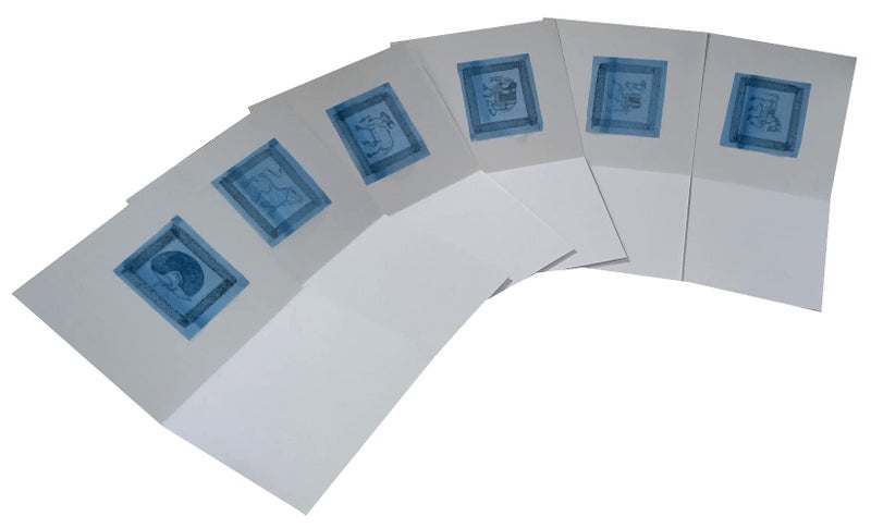 Purpledip Silk Cloth Paintings Set of 6: Collectible Indian Miniature Art For Decoration Or For Use As Greeting Cards (12481A) - Image 4