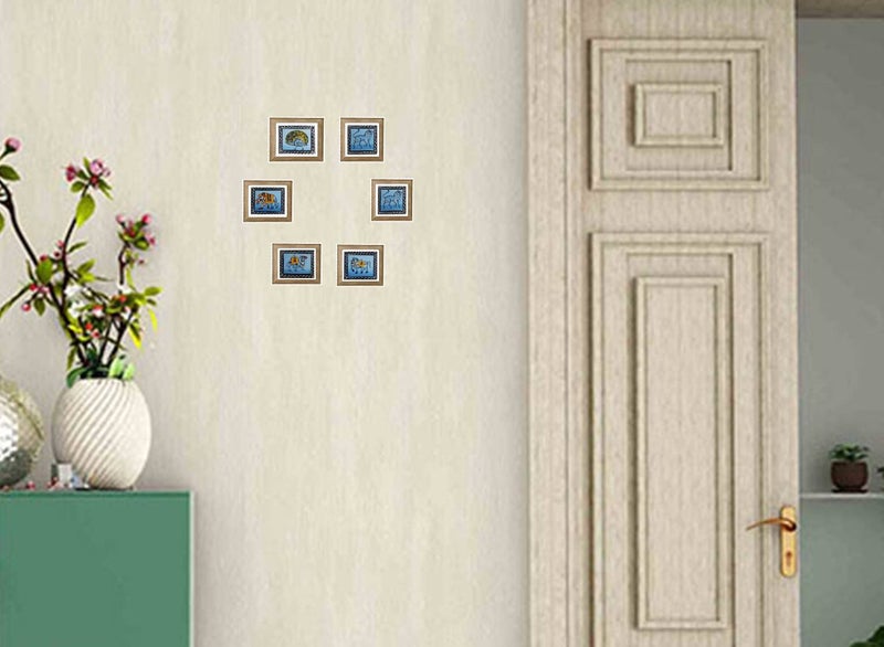 Purpledip Silk Cloth Paintings Set of 6: Collectible Indian Miniature Art For Decoration Or For Use As Greeting Cards (12481A) - Image 3