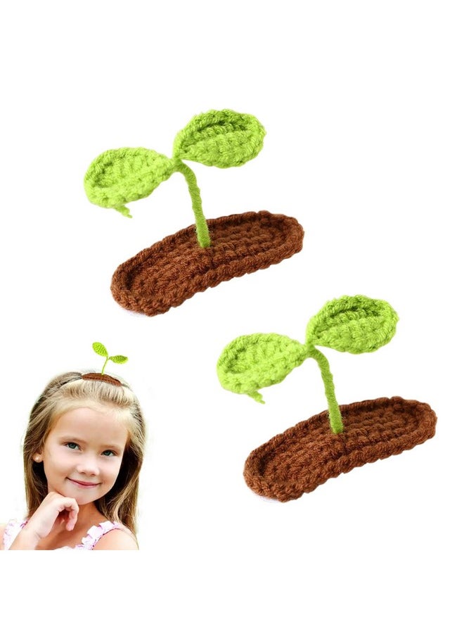 AEGYPIUS - Bean Sprout Hair Clip Set, 2 Pcs Woolen Bean Sprout Hair Clips In Green, Nature-Inspired Design For Kids And Adults, Premium Wool Material, Diy For School Home Party - Image 1