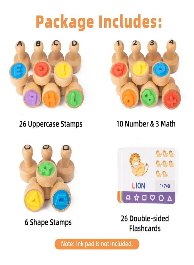Busy edition Alphabet Number Stamps for Kids, Wooden Letter Stamps with Flashcard Math Learning Number Stampers, Toddler Arts and Crafts Supplies, Montessori Educational Toys for 3 4 5 Year Old - Image 3