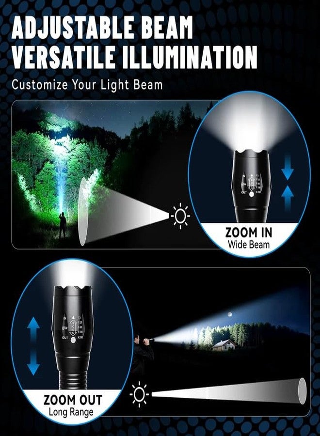 VIBELITE LED Flashlight High Lumens, 5 Modes Zoomable Waterproof Tactical Flashlight for Hiking, Camping Emergency, Stocking Stuffers & Christmas Gifts for Men, Dad, 2 Pack - Image 2