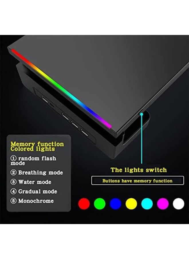 إف إتش - فلاش هوك RGB حامل شاشة حامل كمبيوتر محمول مع محاور Usb3.0 حامل شاشة الكمبيوتر مع درج تخزين وحامل هاتف للعمل المكتبي - Image 1