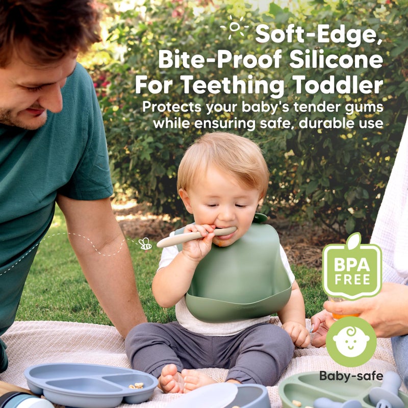 KeaBabies Silicone Baby Spoons, Self Feeding 6-12 months - 3-Pack Baby Weaning Eating Utensils, Toddler First Food Training Spoon, Infant, Kids Feeding Supplies Essential Set, Dishwasher-safe (Slate) - Image 4