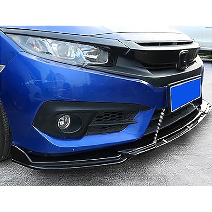 Aokzeeo Universal Front Bumper Lip Chin Spoiler PP Front Bumper Lip Sopiler Wing Body with Adjustable 8"-11" Support Splitter Rod (New Round Shape) - Image 3
