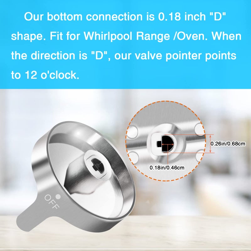 Funmit Upgraded W10766544 Gas Stove knobs Replacement for Whirlpool WFG540H0ES0 Range Oven, Replaces W10430807 W10676228 4248219 AP5958476 PS10067059 EAP10067059 - Image 5