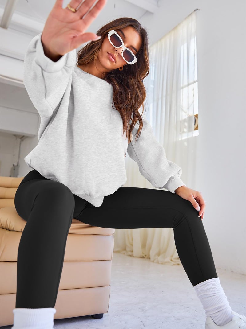 EFAN Womens Sweatshirts Oversized Crewneck Y2K Fleece Hoodies Fall Fashion 2026 Teen Girls Cute Winter Clothes Sweater Grey M - Image 3