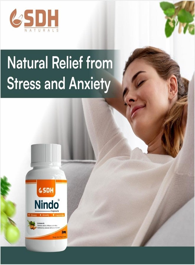 SHREE DHANWANTRI HERBALS SDH Naturals Nindo Capsules - Stress Reliever & Anxiety Reducer | Promotes Relaxation, Supports Overall Well-Being | - Image 3