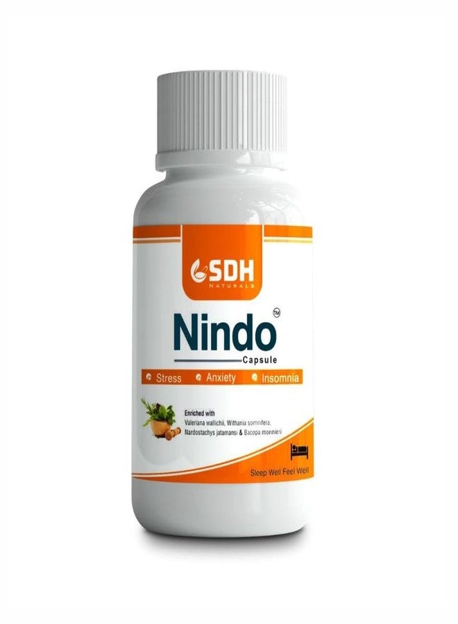 SHREE DHANWANTRI HERBALS SDH Naturals Nindo Capsules - Stress Reliever & Anxiety Reducer | Promotes Relaxation, Supports Overall Well-Being | - Image 1