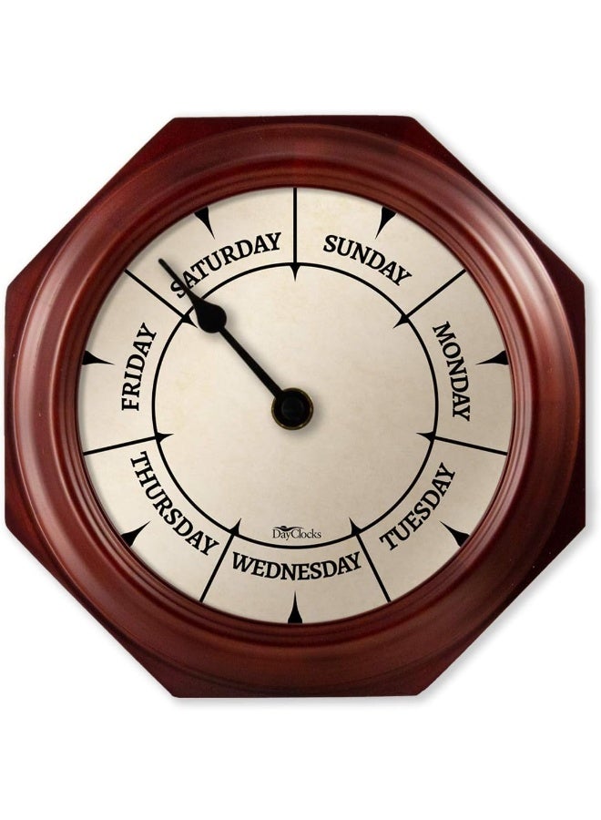 DayClocks Classic Day of The Week Wall Clock with Solid Wood Frame  Calendar Day Clock  Ideal Retirement Gift for Men  Women  Mahogany 10 - Image 4