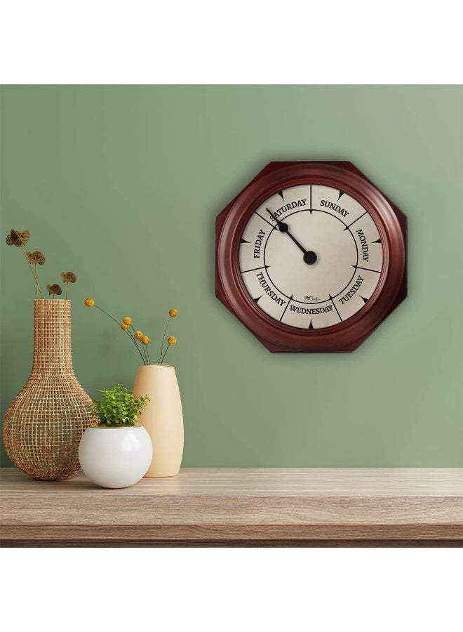 DayClocks Classic Day of The Week Wall Clock with Solid Wood Frame  Calendar Day Clock  Ideal Retirement Gift for Men  Women  Mahogany 10 - Image 2