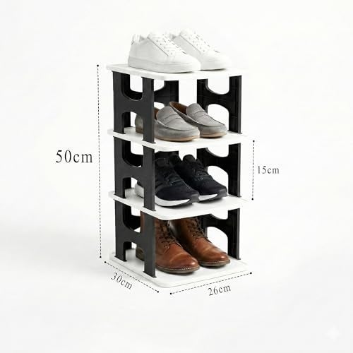 VERAT 4 Tier Shoes Rack/Foldable Shoe Rack/Adjustable Shoe Organizers/Shoe Rack Plastic/Shoe Stand Foldable/Multipurpose Footwear Stand for Home/Closet for Toys/Shoes/Slipers/Storage Organizer(Black) - Image 2